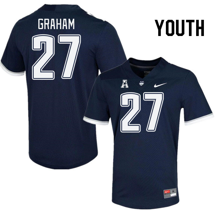 Youth #27 Ian Graham Connecticut Huskies College Football Jerseys Stitched Sale-Navy